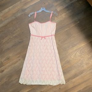 Pink and white Odille dress from anthro, size 6